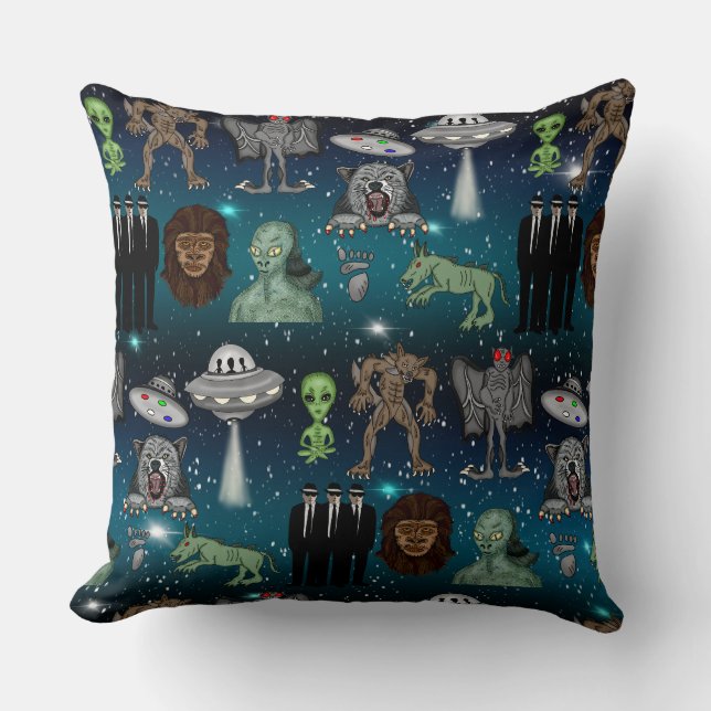UFO Aliens Chupacabra Bigfoot Cryptids   Cushion (Front)