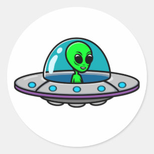 UFO and Alien Classic Round Sticker