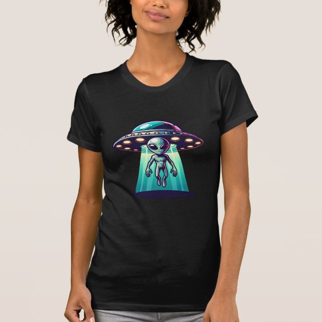 UFO and Alien Upscaled T-Shirt (Front)