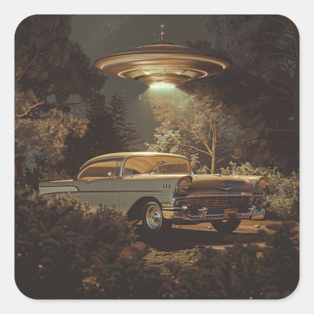 UFO and Stanley's 1956 BelAir Square Sticker (Front)