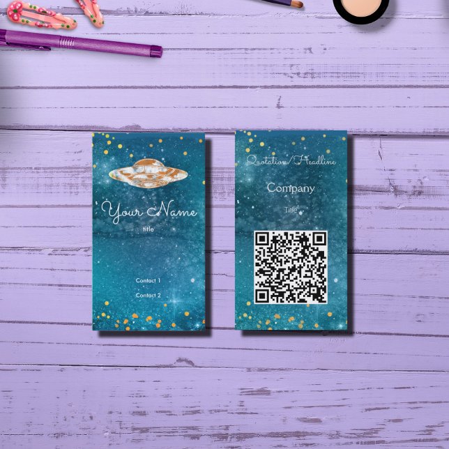 UFO  - artistic galaxy- QR  code Business Card (Creator Uploaded)