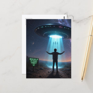 UFO Beam Me Up Postcard