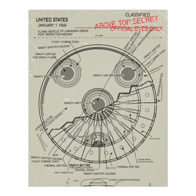 UFO Blueprint Photo Print (Front)