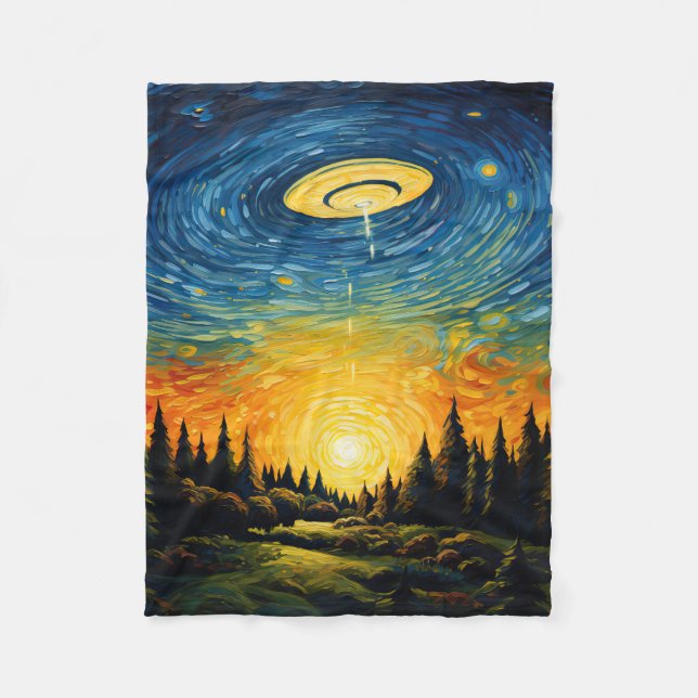 UFO by Van Gogh Fleece Blanket (Front)