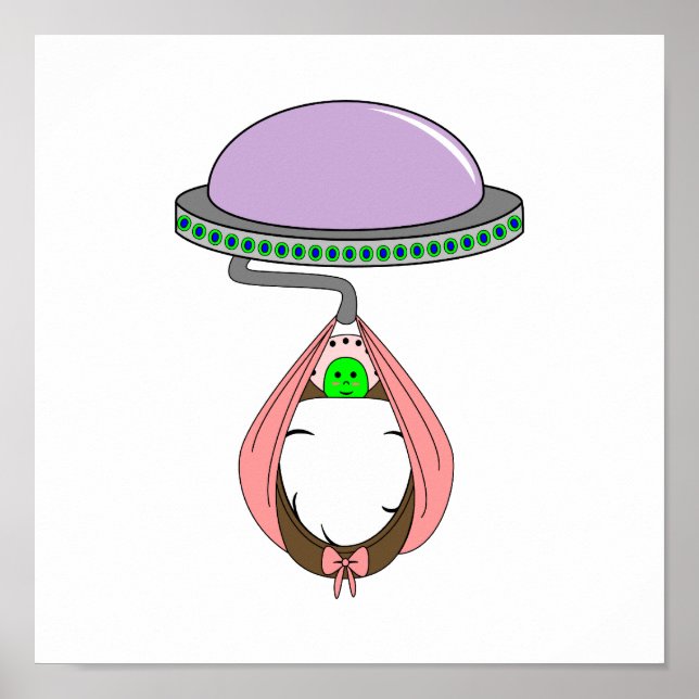 UFO Carrying Baby Pink Poster (Front)