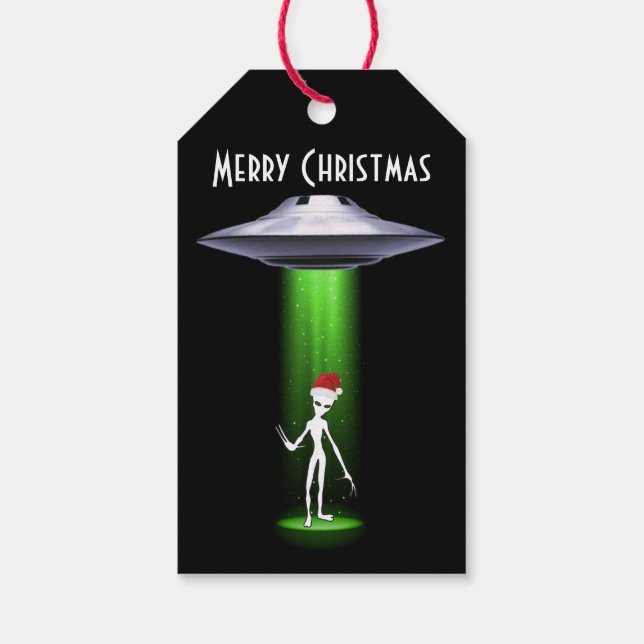 UFO Christmas 🛸 Funny Alien Gift Tags (Back)