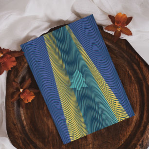 UFO Christmas Tree Abduction Blue Green Yellow Rad Holiday Postcard