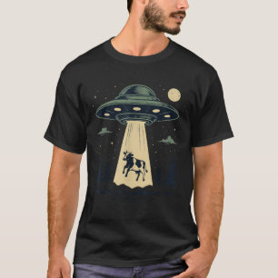 UFO Cow Abduction Alien Beam Funny Farm Animal T-Shirt