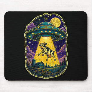 Ufo cow abduction funny alien farm mouse pad
