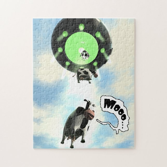 UFO Cow Abduction Jigsaw Puzzle (Vertical)