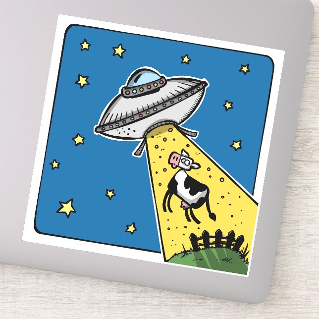 UFO COW ABDUCTION LARGE DECAL STICKER (Detail)