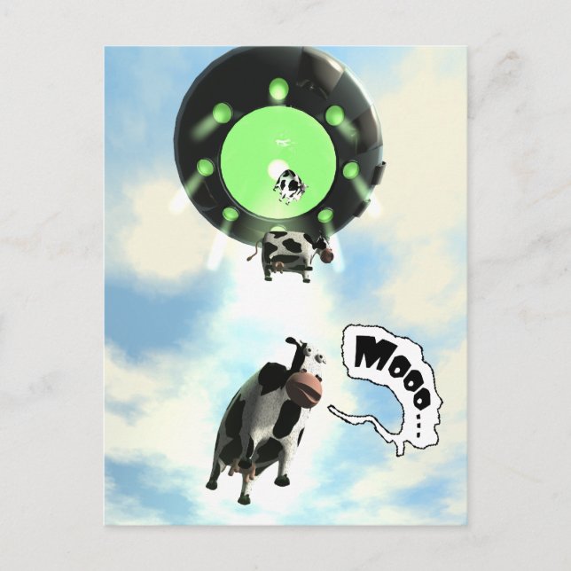 UFO Cow Abduction Postcard (Front)