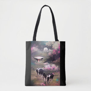 UFO Cow Abduction Tote Bag