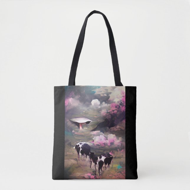 UFO Cow Abduction Tote Bag (Front)