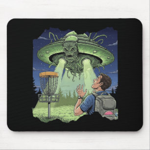 Ufo Disc Golf - Alien Spaceship Hovering Over Sket Mouse Pad