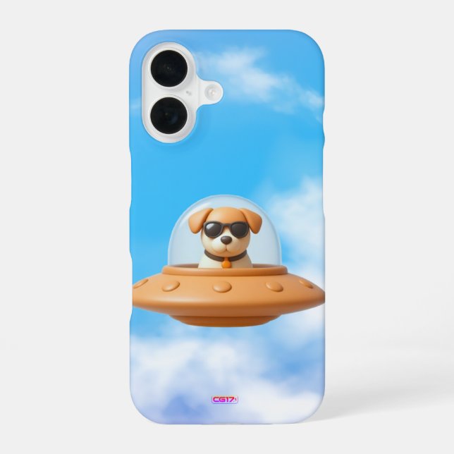 Ufo dog 3D a2 clouds iPhone 16 Case (Back)