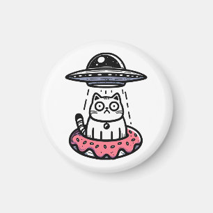 UFO Doughnut Cat Magnet