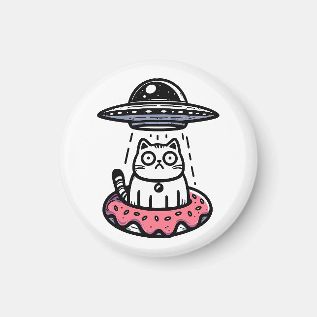 UFO Doughnut Cat Magnet (Front)