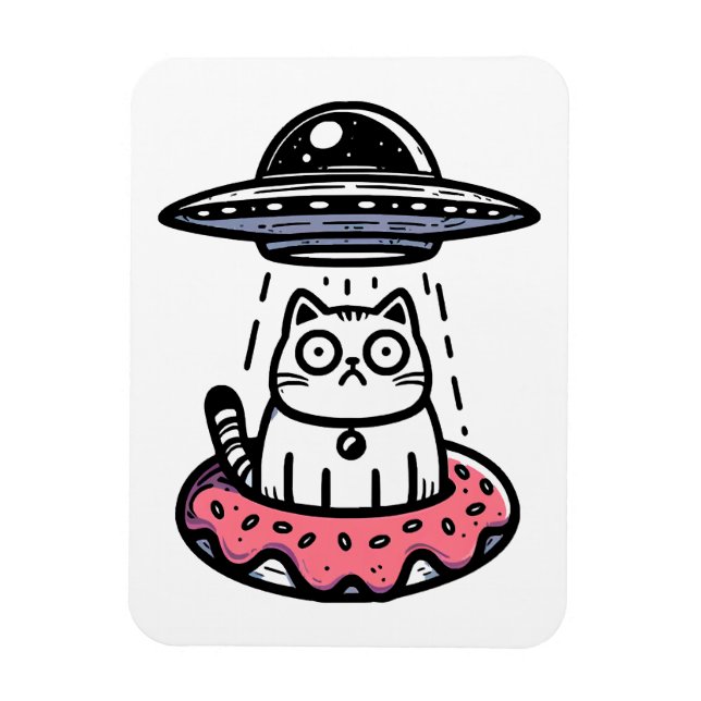 UFO Doughnut Cat Magnet (Vertical)