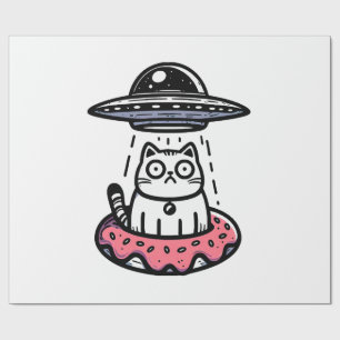 UFO Doughnut Cat Wrapping Paper