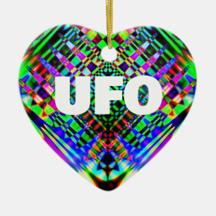 UFO (edit text) Heart Shaped Ornament