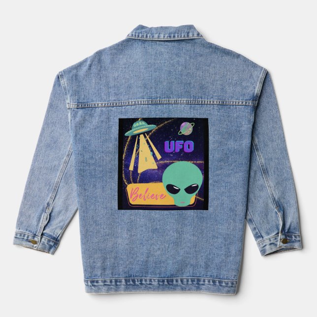 ufo, extraterrestre believe denim jacket (Back)