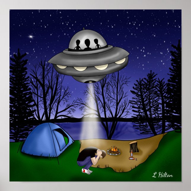 UFO Extraterrestrial Abduction Alien Art  Poster (Front)