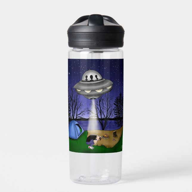 UFO Extraterrestrial Abduction Alien  Water Bottle (Front)