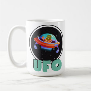 ufo fly on spaceship coffee mug