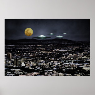 UFO flying object in space Poster
