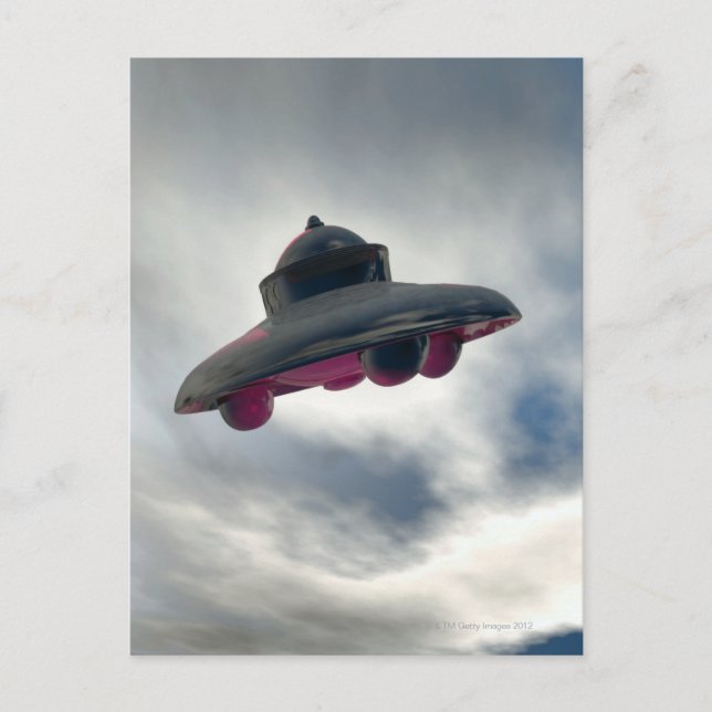 UFO Flying Through Clouds Postcard (Front)
