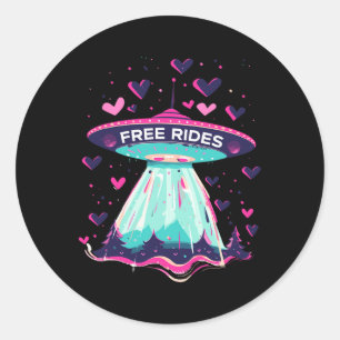 Ufo Free Rides Hearts Love Be My Valentine Mountai Classic Round Sticker