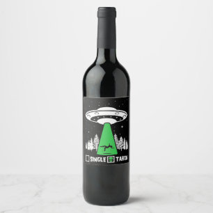 UFO, funny UFO, flying saucer, alien abduction Wine Label