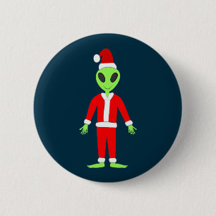 UFO Ho Ho Father Christmas alien 6 Cm Round Badge