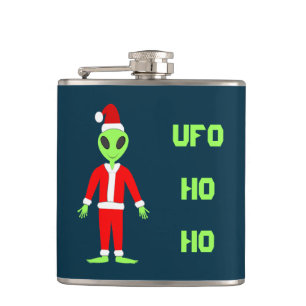 UFO Ho Ho Father Christmas alien Custom Hip Flask