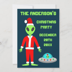 UFO Ho Ho Father Christmas alien Custom Invitation