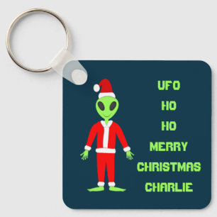 UFO Ho Ho Father Christmas alien Custom Key Ring