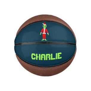 UFO Ho Ho Father Christmas alien Custom Name Mini Basketball