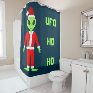UFO Ho Ho Father Christmas alien Custom Shower Curtain