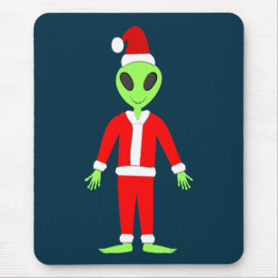 UFO Ho Ho Father Christmas alien Mouse Pad