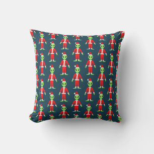 UFO Ho Ho Father Christmas alien Patterned Cushion