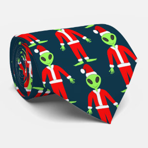 UFO Ho Ho Father Christmas alien Patterned Tie