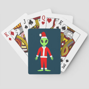 UFO Ho Ho Father Christmas alien Playing Cards