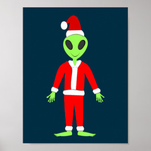 UFO Ho Ho Father Christmas alien Poster