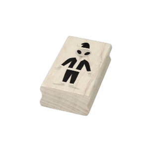 UFO Ho Ho Father Christmas alien Rubber Stamp