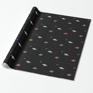 UFO in space illustration Wrapping Paper