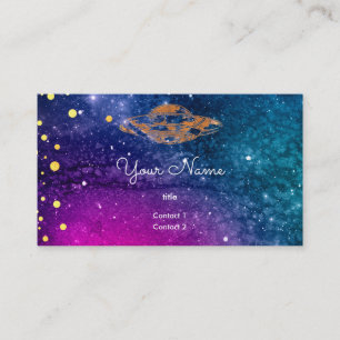 UFO  in the  purple  blue galaxy Business Card