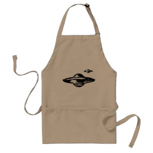 UFO, minimal black and white drawing , custom back Standard Apron