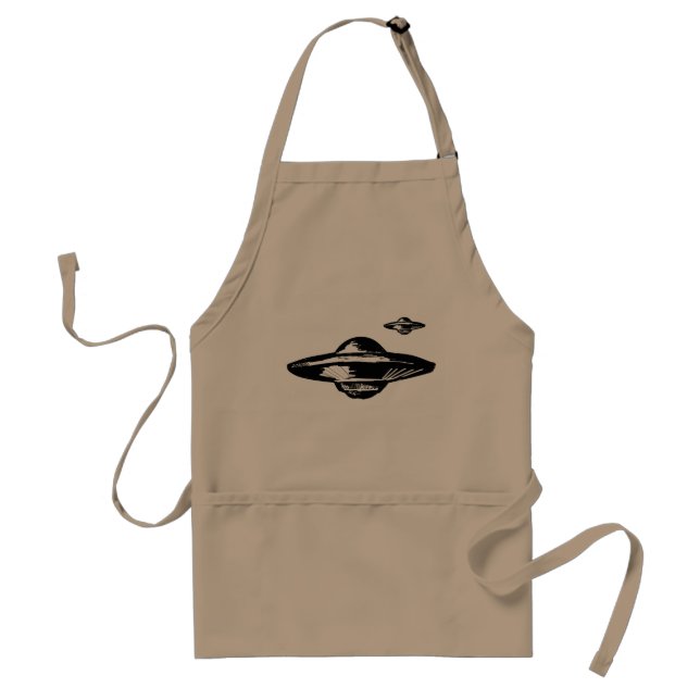 UFO, minimal black and white drawing , custom back Standard Apron (Front)