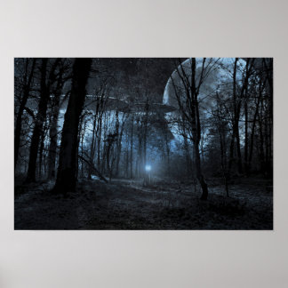 UFO moon forest Poster